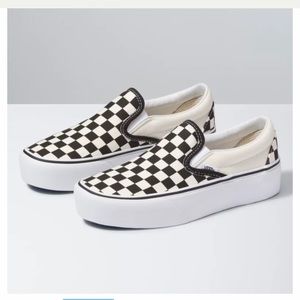 Black and white check are platform vans